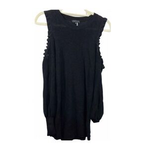 INC International Concepts Gold Embellished Halter Top Deep Black SZ XS